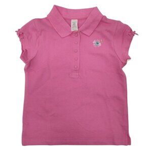 Carters' Y2K Pink Polo with Small Flower & Bow on Sleeve Size 4 T NWT